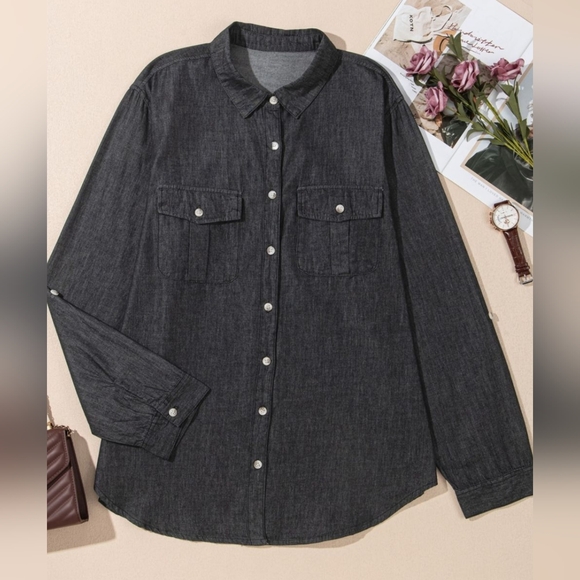 Denim Daydream Buttoned Shirt - Black - Picture 2 of 8